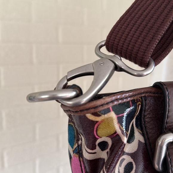 Fossil Key-Per Floral Leather Waxed Canvas Shoulder Bag / Crossbody / Tote - Picture 5 of 17